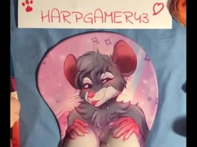 Hot mouse boob pad cum tribute using an onahole