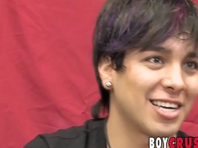 Gorgeous twink aiden page wanking big cock after interview