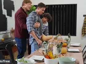 Friendsgiving meeting with nate grimes and his friends ends up in a wild raw fucking gay party - men