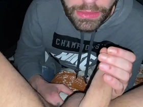 Gay sucks a straight guy's cock, and fingers his ass