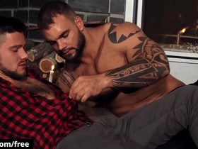 (jerome, john d) fuck in spoon in front of the roaring fire on the sheepskin rug - bromo