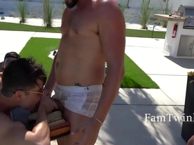 Twinks sausage party with step dads